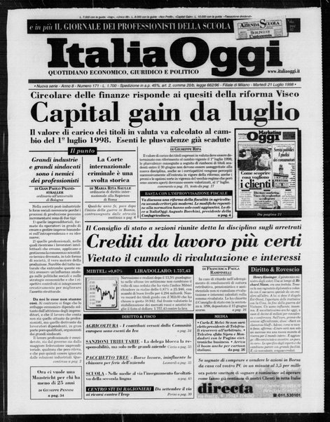 Italia oggi : quotidiano di economia finanza e politica